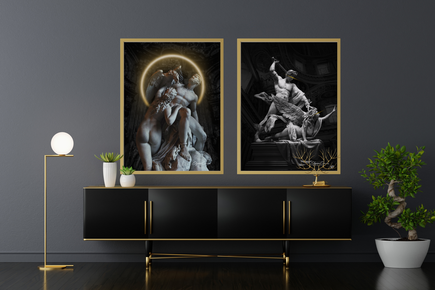 Golden Statues-Canvas x2